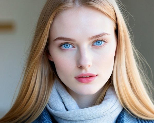 Close-up Portrait of a Young Woman with Blonde Hair