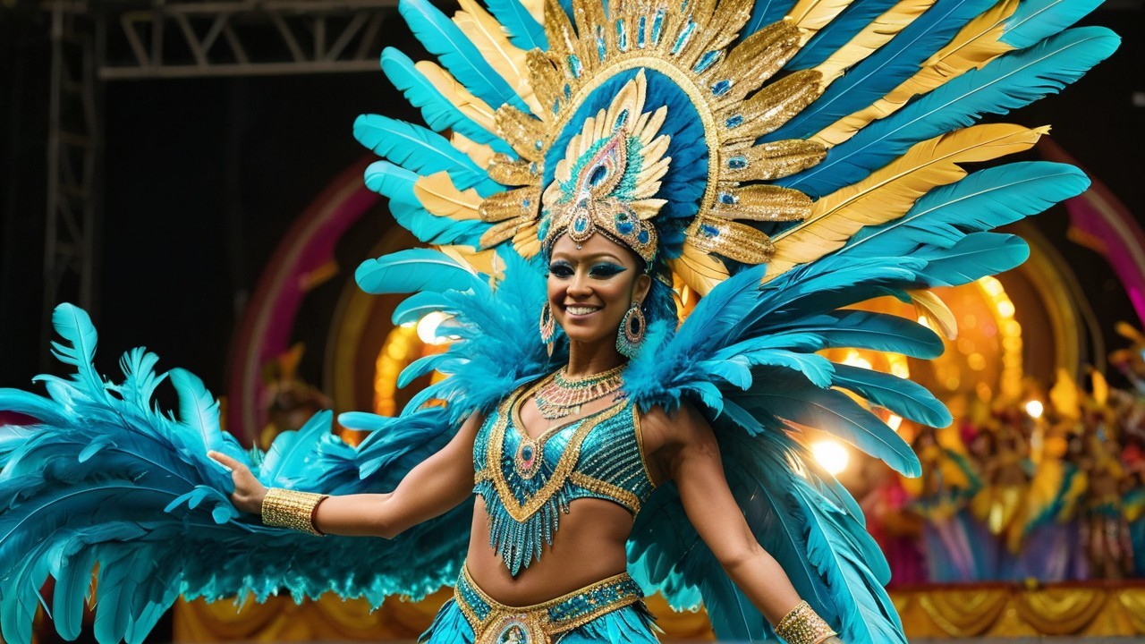 Vibrant Dance Performance with Colorful Costume and Lights