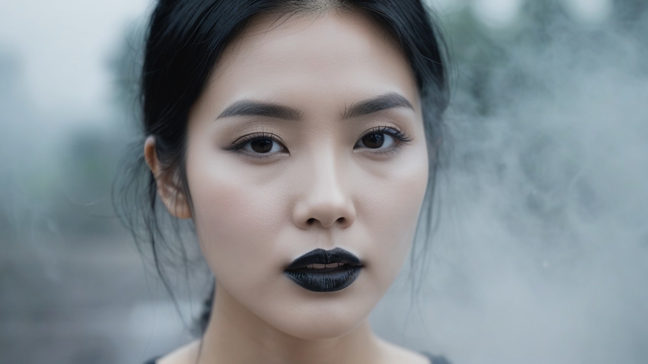 Close-Up Portrait of a Woman with Bold Features