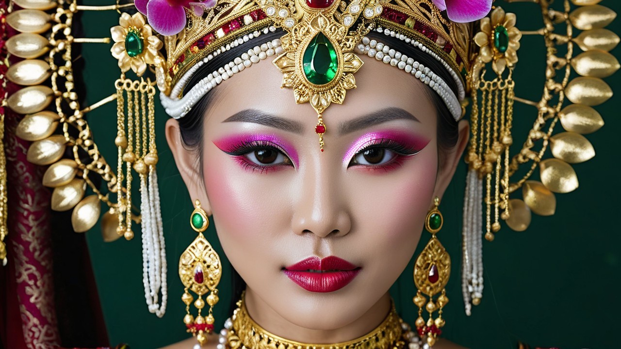 Portrait of a Woman in Traditional Attire and Jewelry