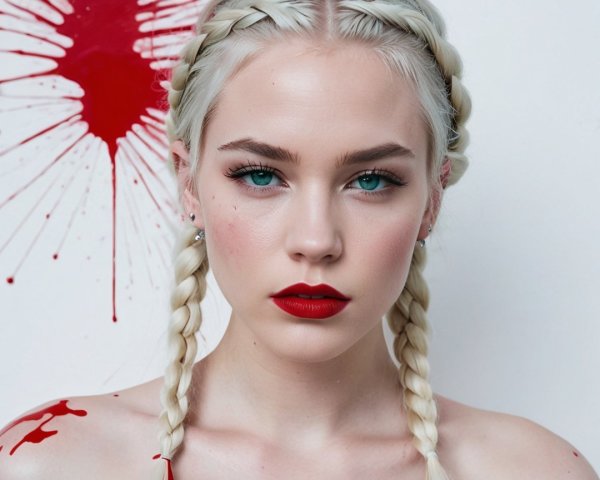 Portrait of a Young Woman with Braided Platinum Hair