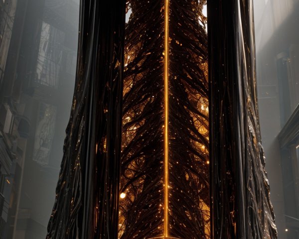 Futuristic Tree-Like Structure with Metallic Finish