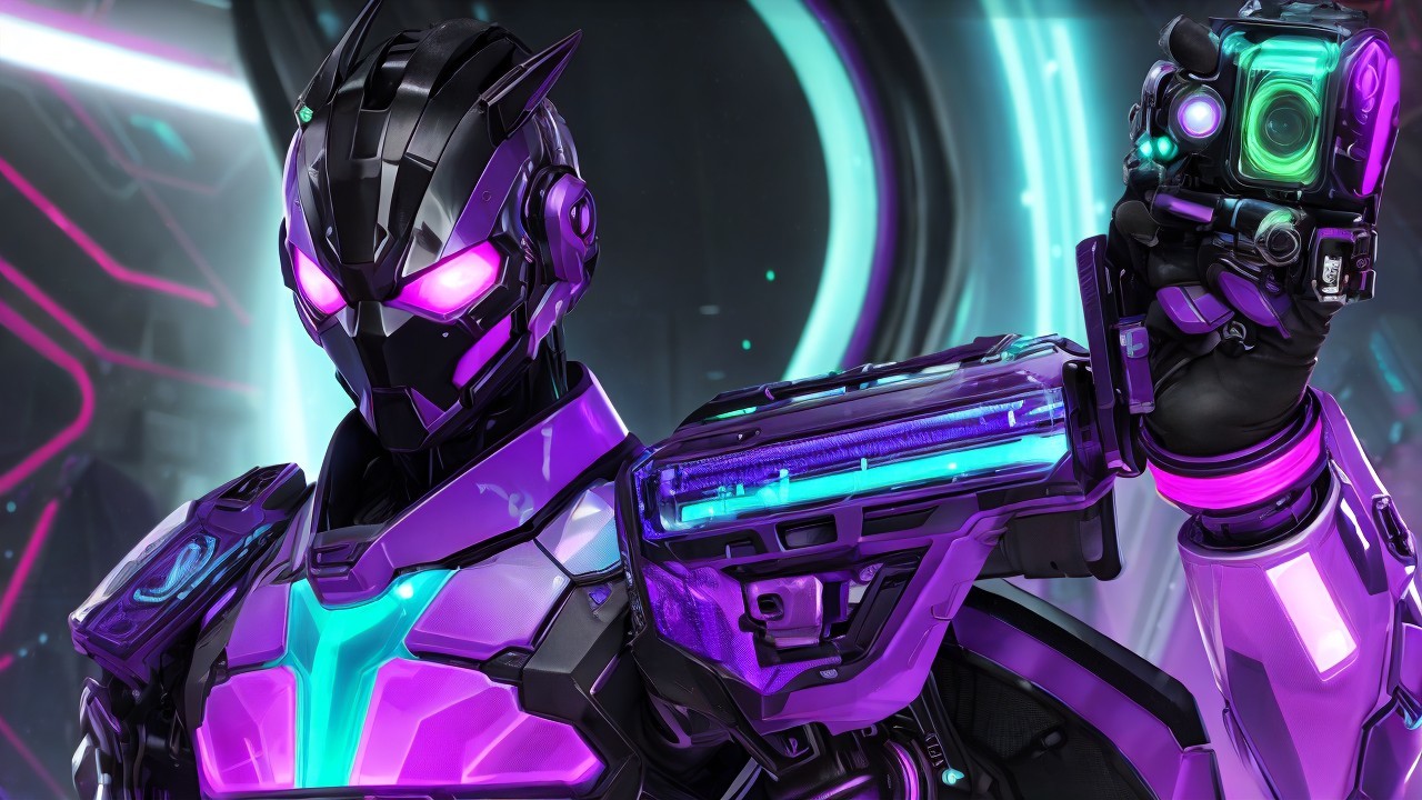 Futuristic Armored Character in High-Tech Exoskeleton