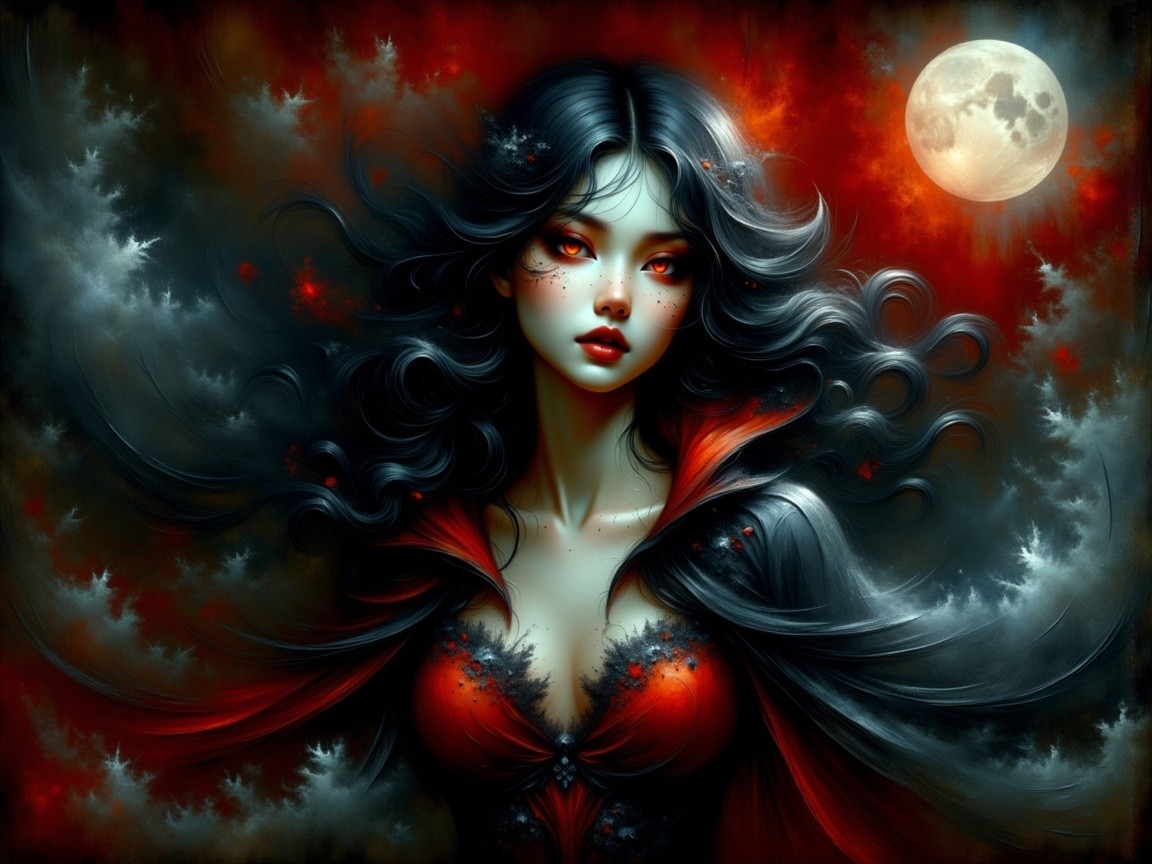 Mystical Figure in Dramatic Moonlit Landscape