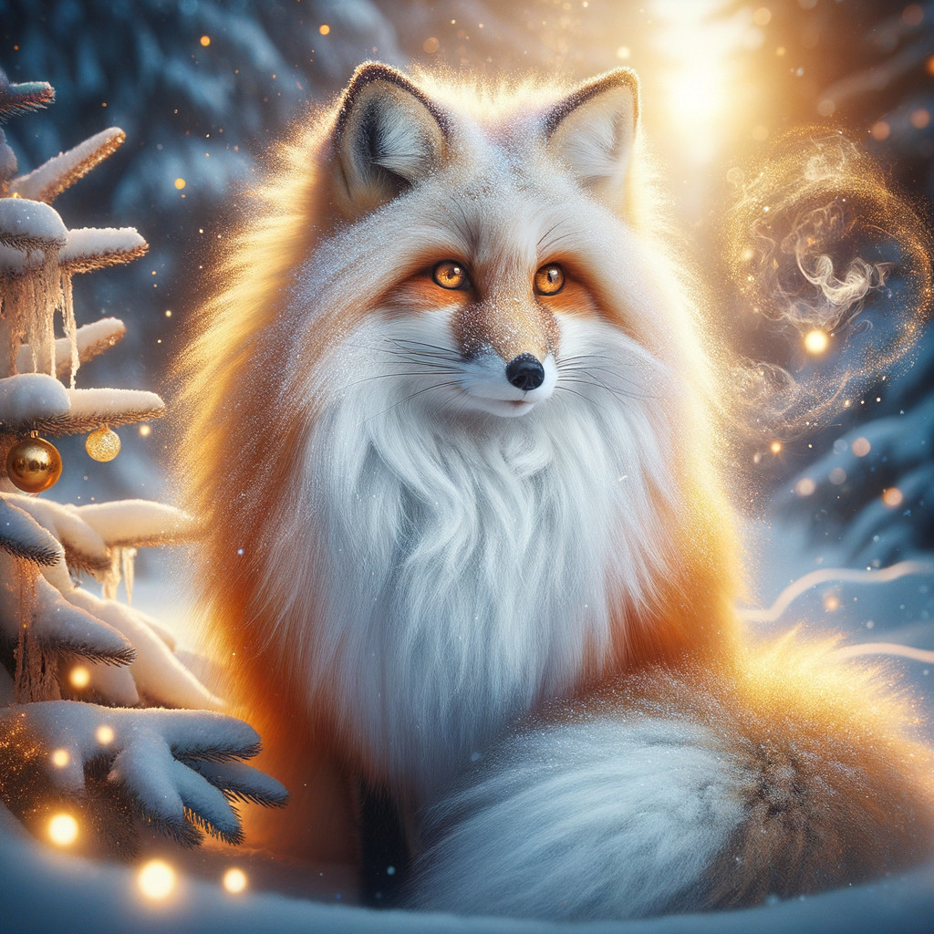 Majestic Fox in Winter Wonderland with Golden Light