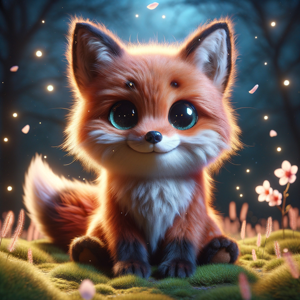 Charming Cartoon Fox in Whimsical Forest Setting