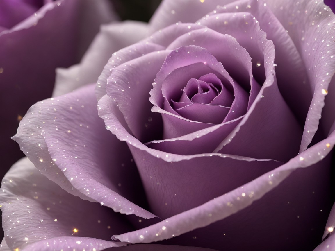 Close-Up of a Lavender Rose with Dewy Petals