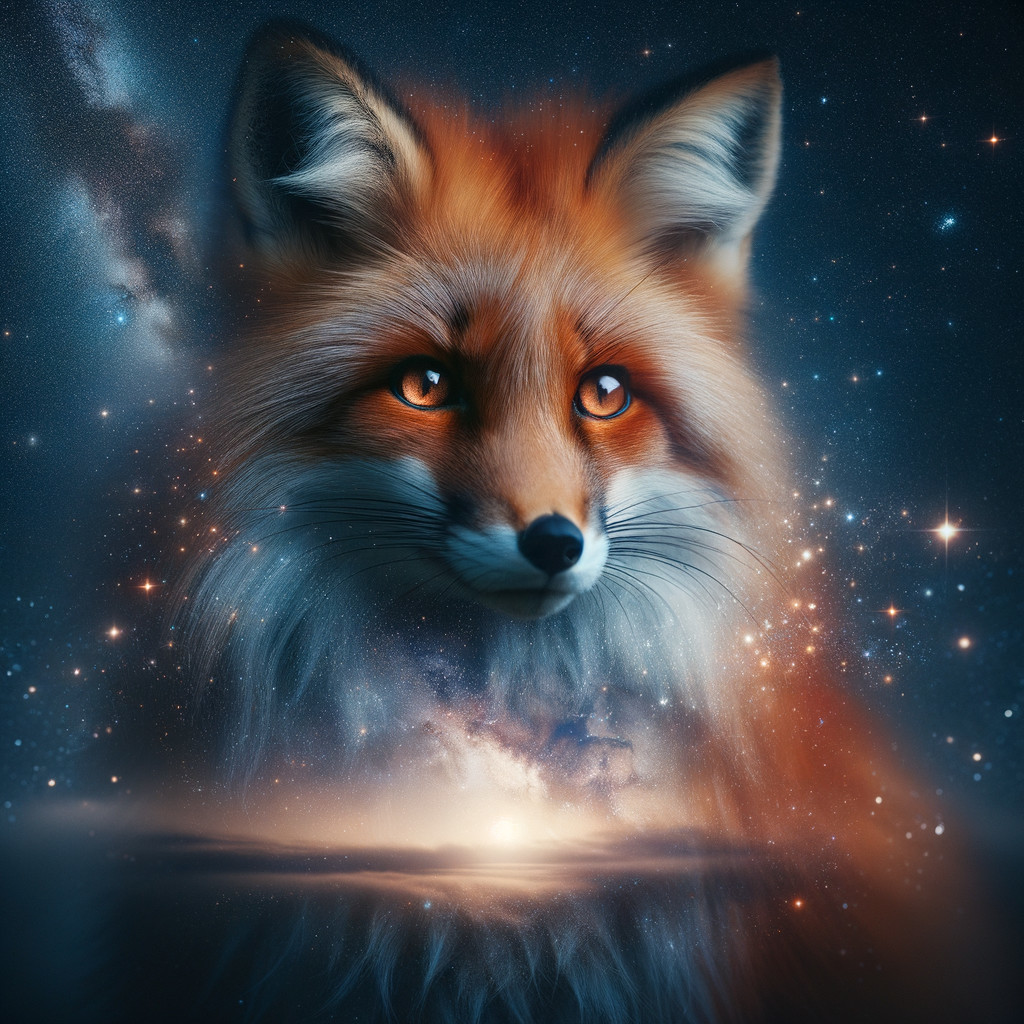 Majestic fox against a cosmic starry backdrop