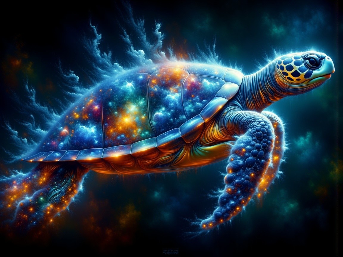 Cosmic Turtle Swimming in a Vibrant Sea of Stars