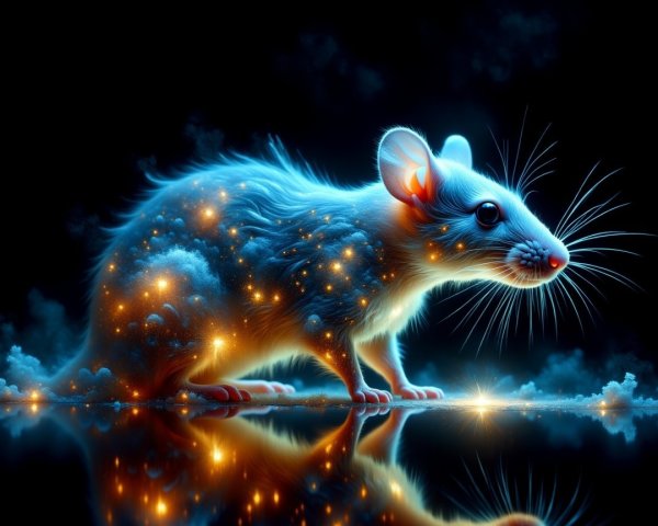 Whimsical Glowing Mouse with Sparkling Lights