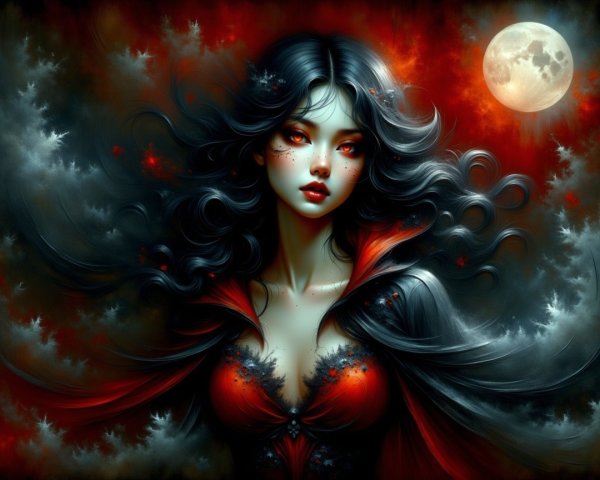 Mystical Figure in Dramatic Moonlit Landscape