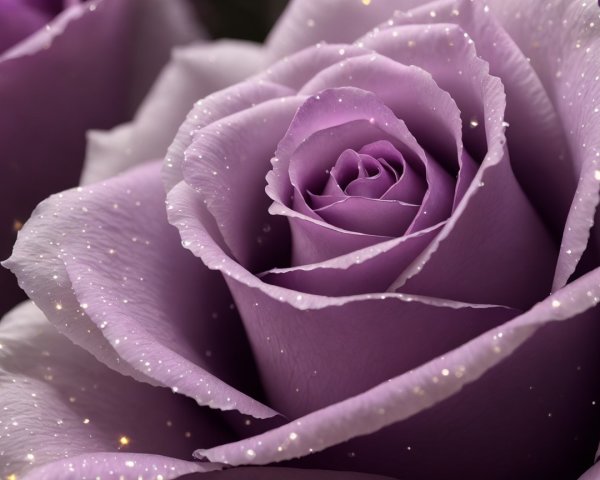 Close-Up of a Lavender Rose with Dewy Petals