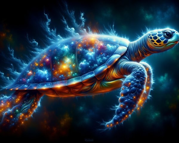 Cosmic Turtle Swimming in a Vibrant Sea of Stars