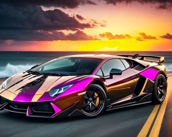 Custom Lamborghini Aventador in Sunset Colors