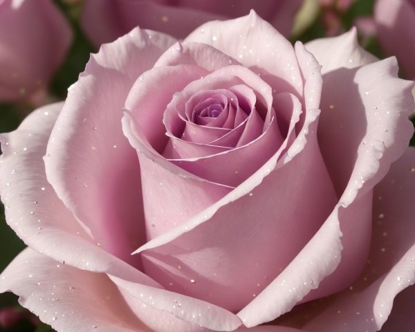 Close-Up of a Lavender Rose with Water Droplets