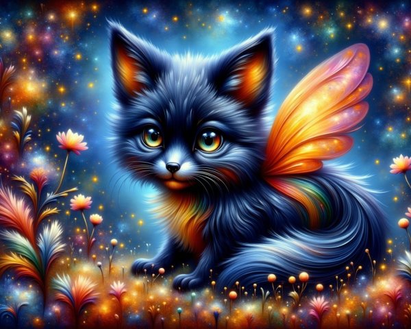 Whimsical Creature in a Dreamy Starry Garden