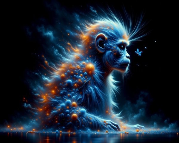 Whimsical Ethereal Monkey with Cosmic Elements