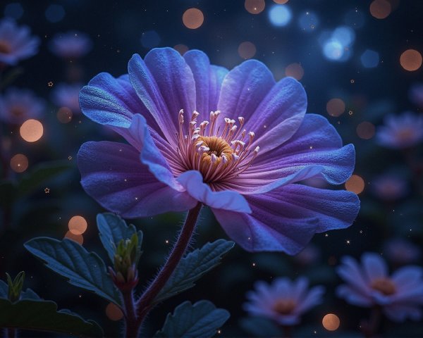 Delicate Purple Flower in Softly Lit Dreamy Setting