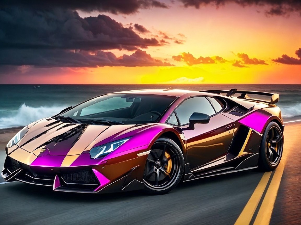 Custom Lamborghini Aventador in Sunset Colors