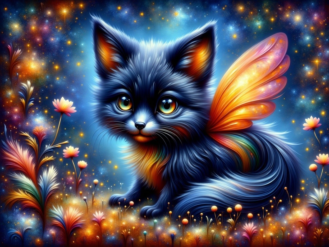Whimsical Creature in a Dreamy Starry Garden