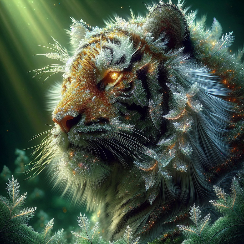 Hyperrealistic Close-Up of a Crystal White Tiger