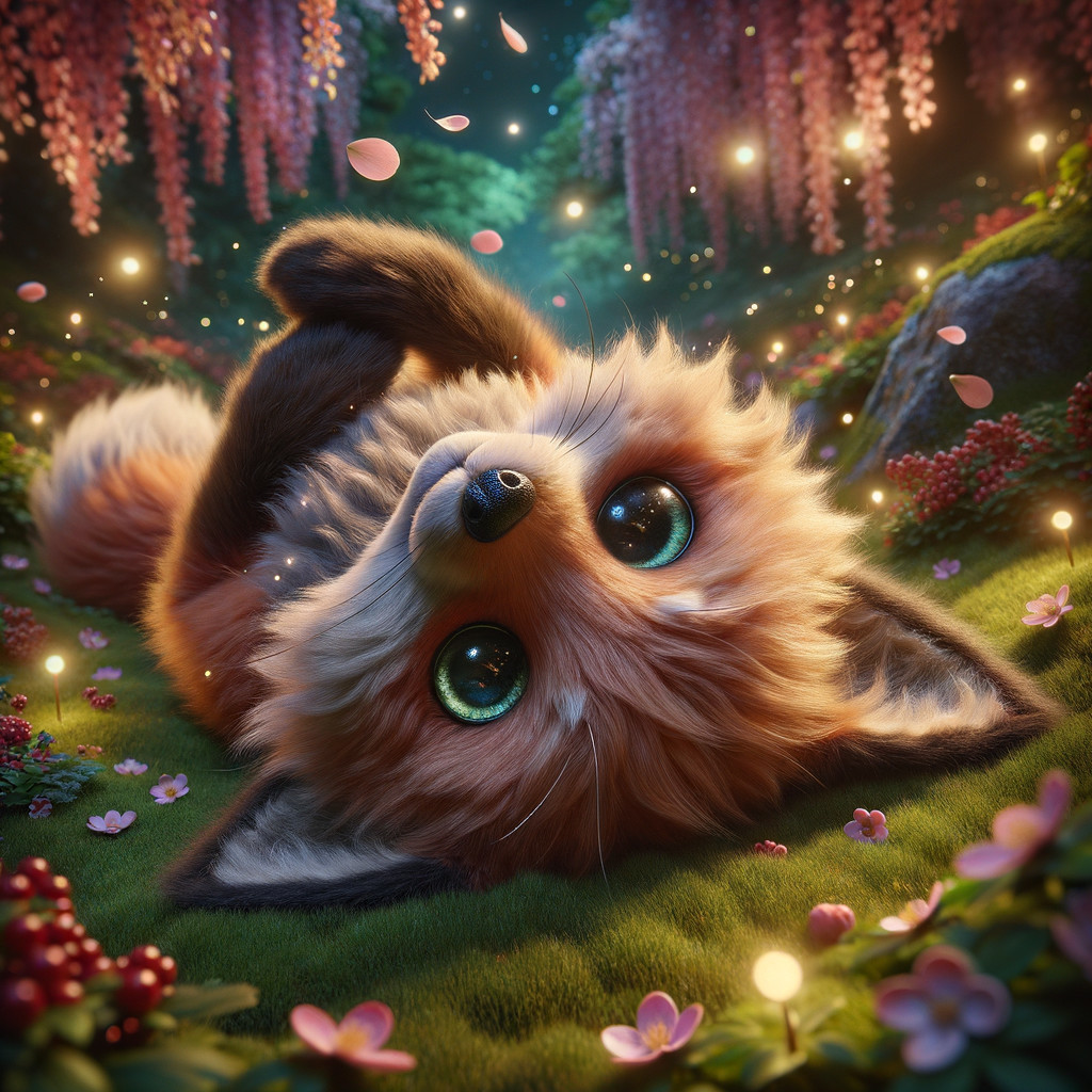 Whimsical fox in an enchanted forest setting