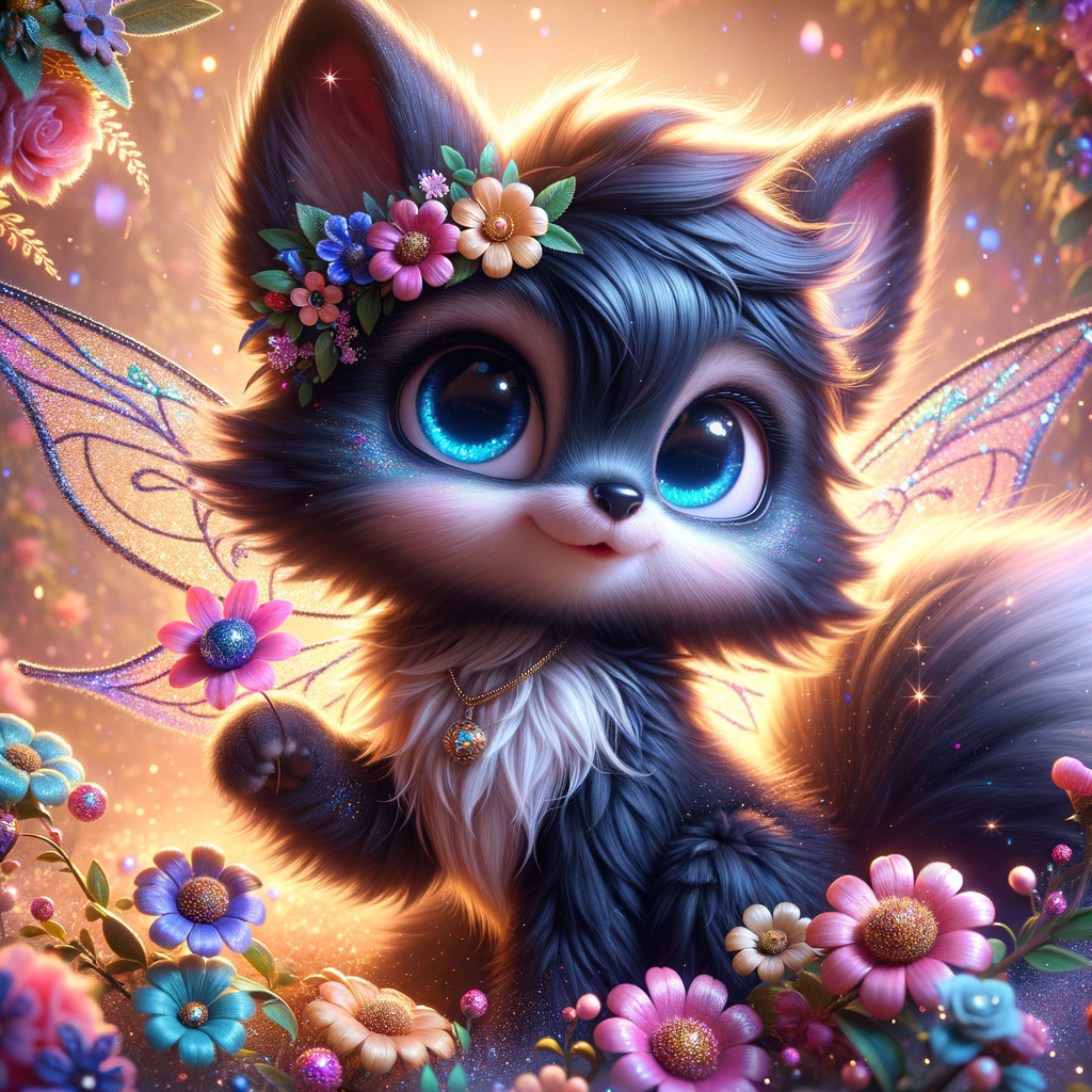 Whimsical Fairy-like Fox in a Colorful Garden