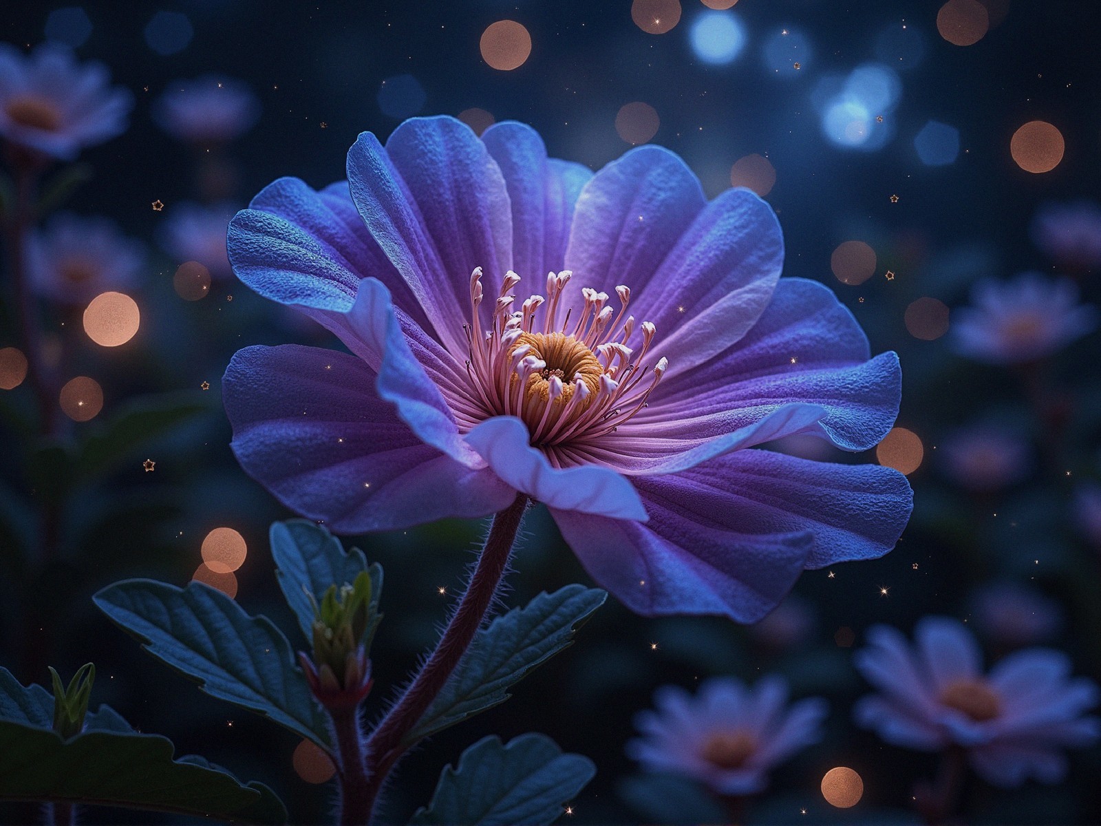 Delicate Purple Flower in Softly Lit Dreamy Setting