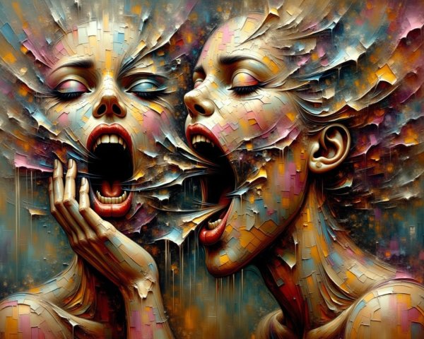 Stylized Faces with Fragmented Background and Emotion
