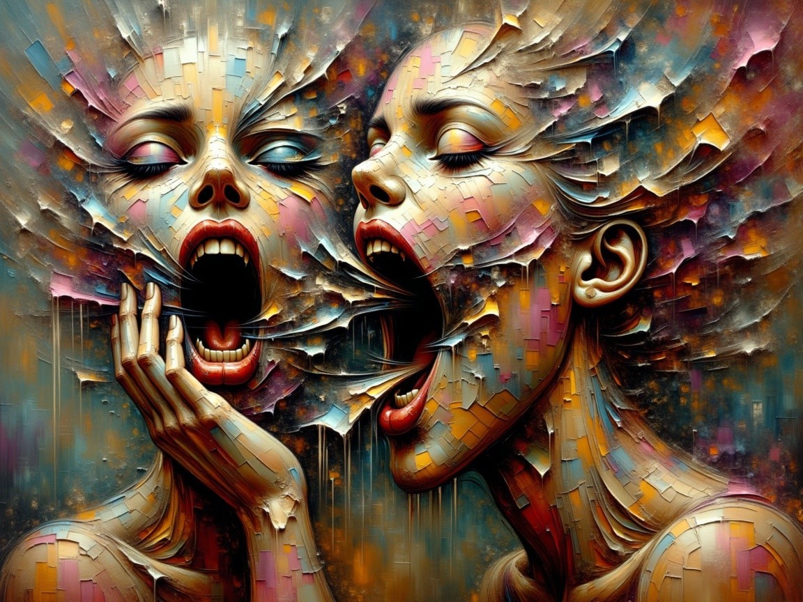 Stylized Faces with Fragmented Background and Emotion