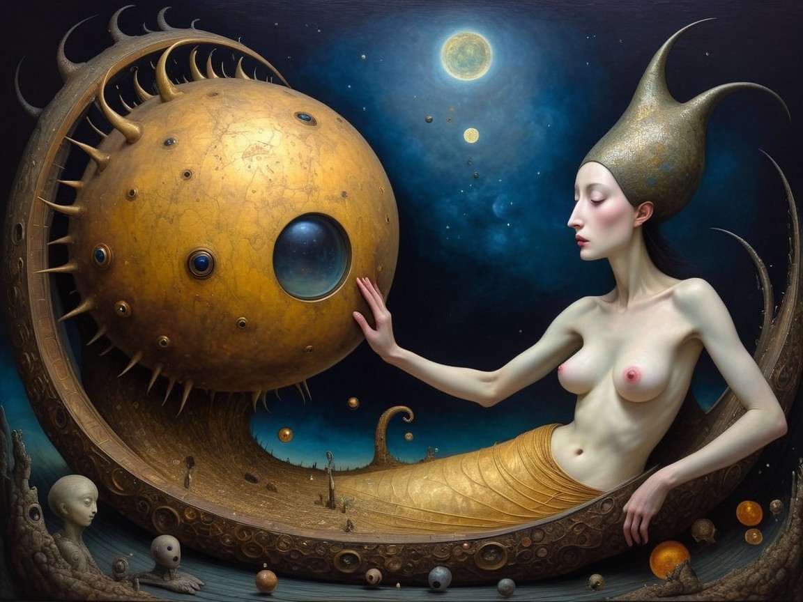 Surreal Deep Space Scene with Ethereal Figure