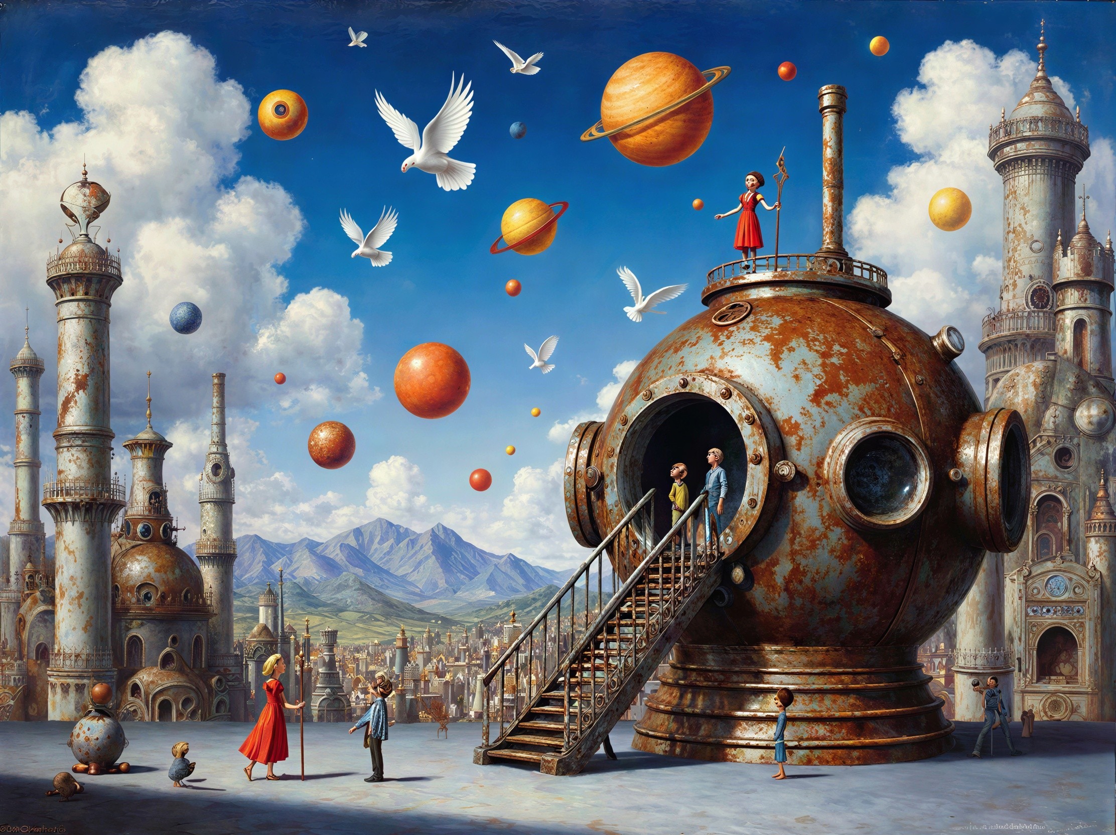 Digital Fantasy Painting of a Unique Cityscape