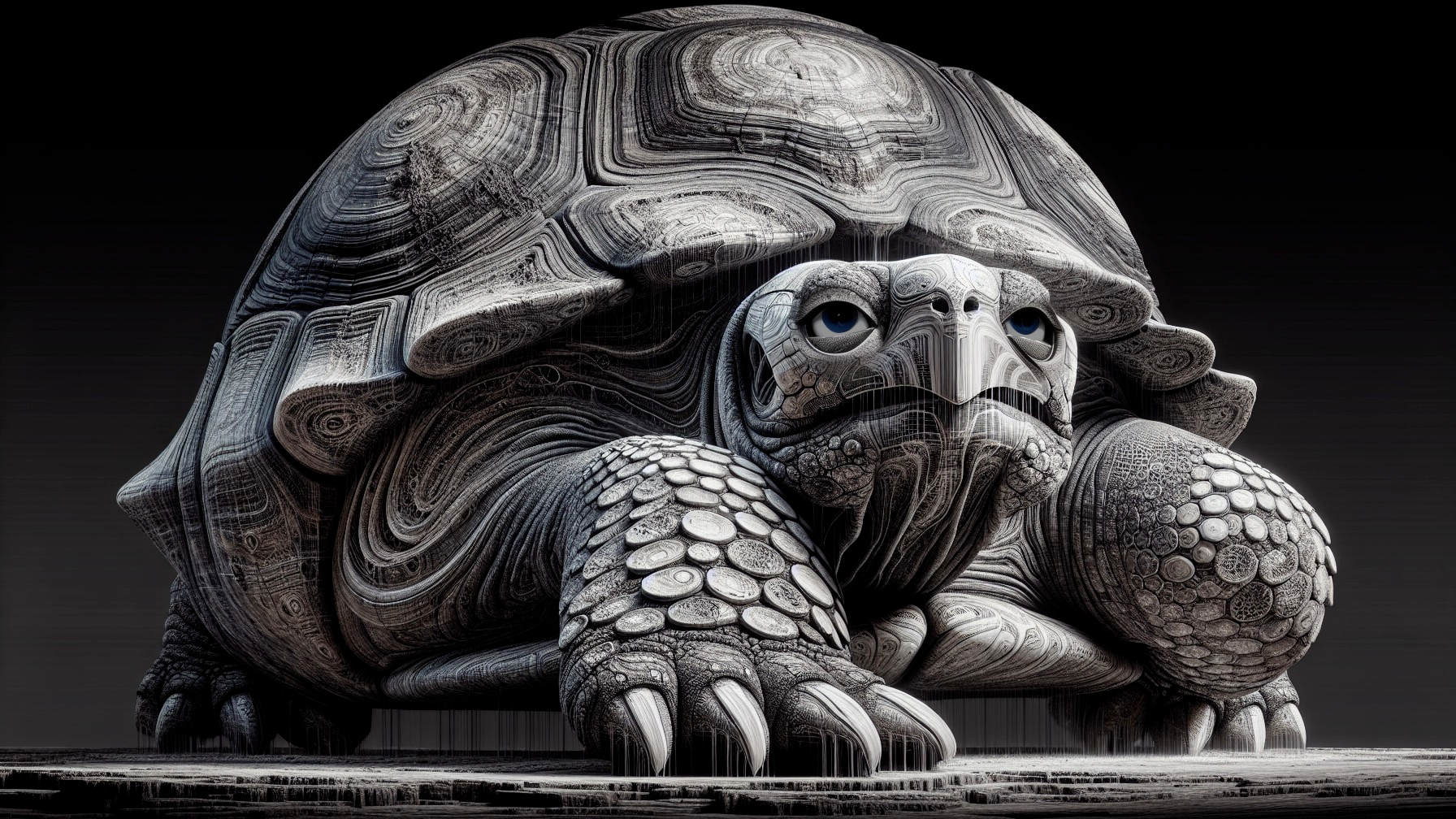 Stylized Tortoise with Intricate Wood Grain Patterns