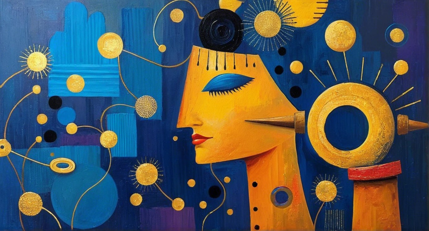 Abstract Profile of a Woman in Bold Colors
