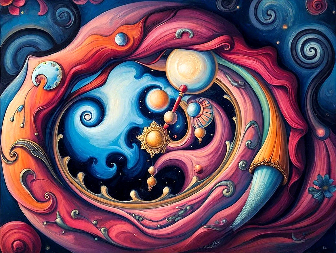 Vibrant Cosmic Scene with Swirling Colors and Stars