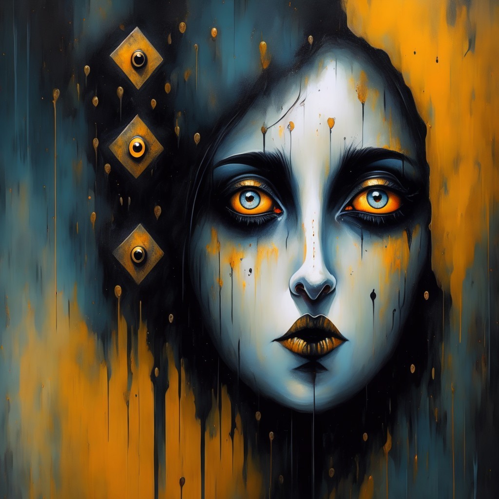 Abstract Portrait of a Woman with Geometric Elements