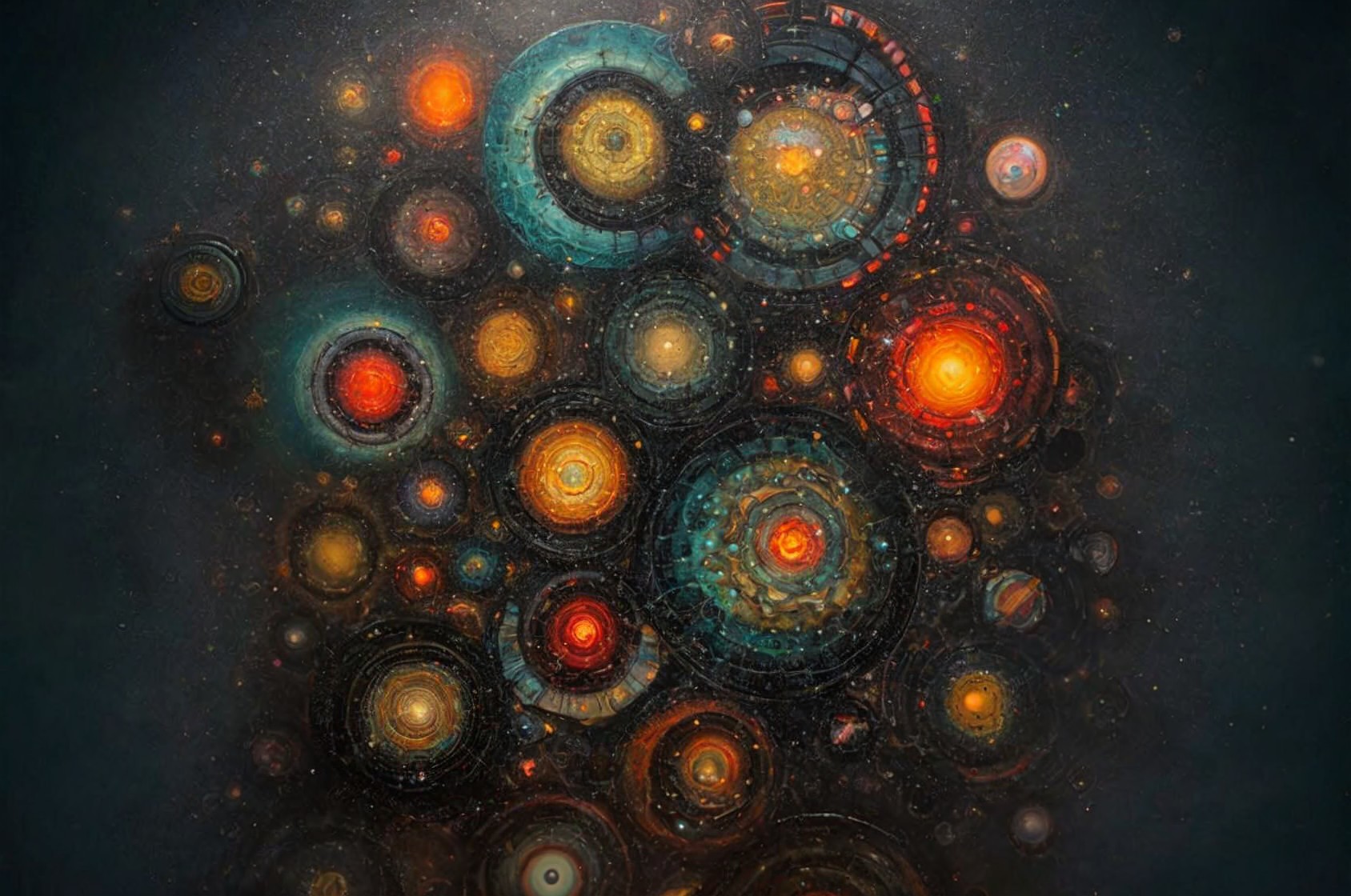 Vibrant Circular Patterns Resembling Celestial Orbs