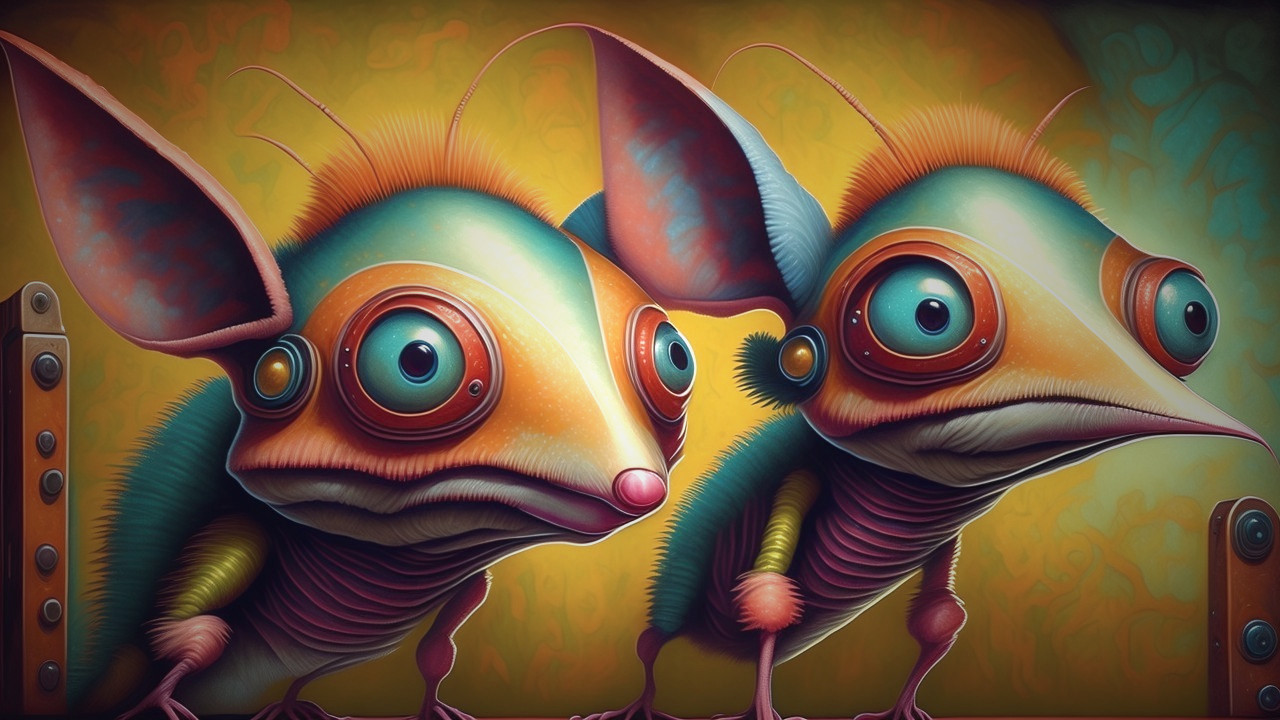 Cartoonish Creatures with Vibrant Colors and Patterns
