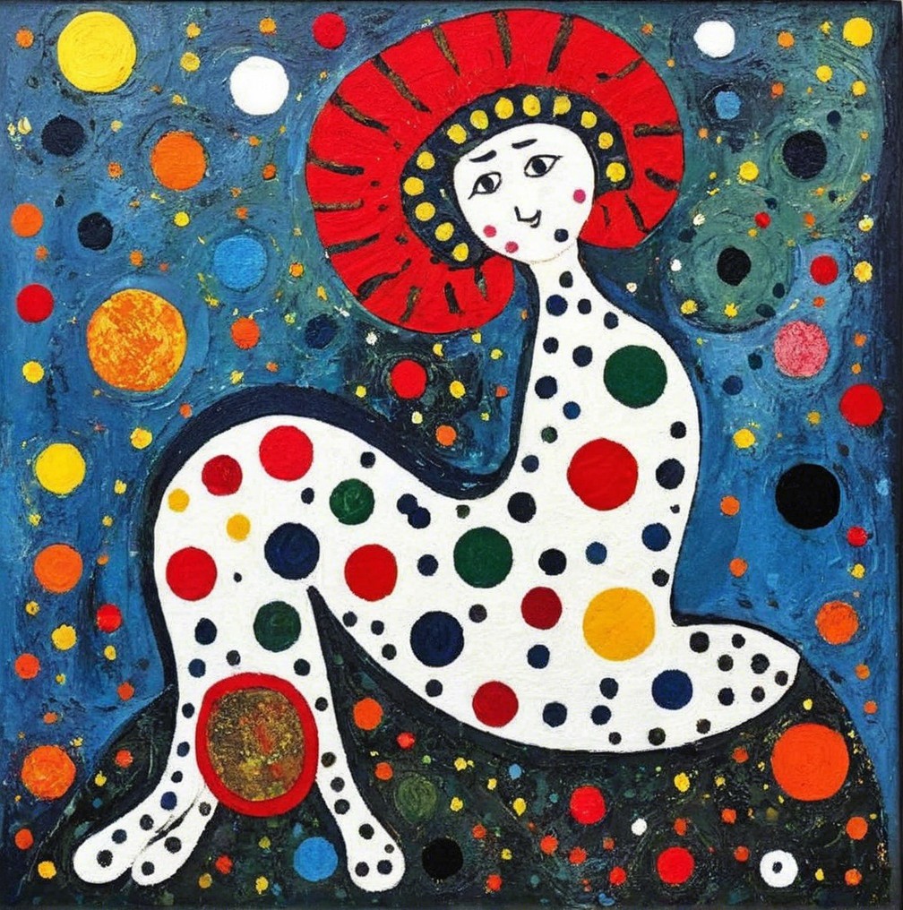 Abstract Figure with Polka Dots in Cosmic Setting