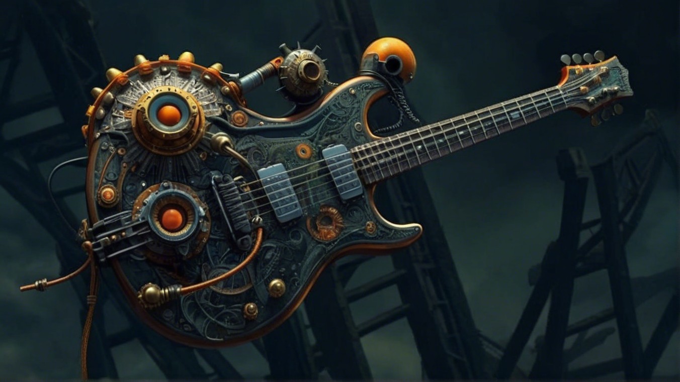 Steampunk Electric Guitar with Intricate Designs