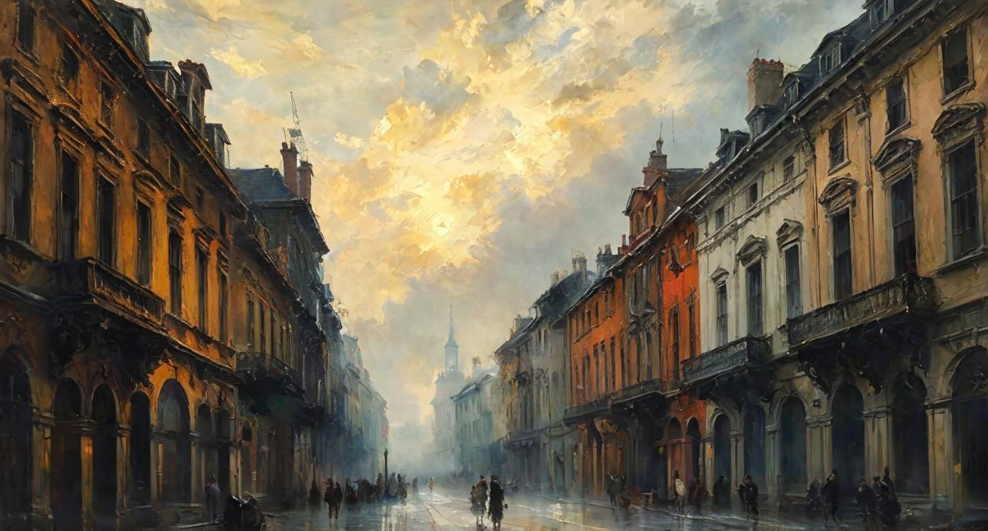 Charming Old Town Street Scene with Elegant Architecture