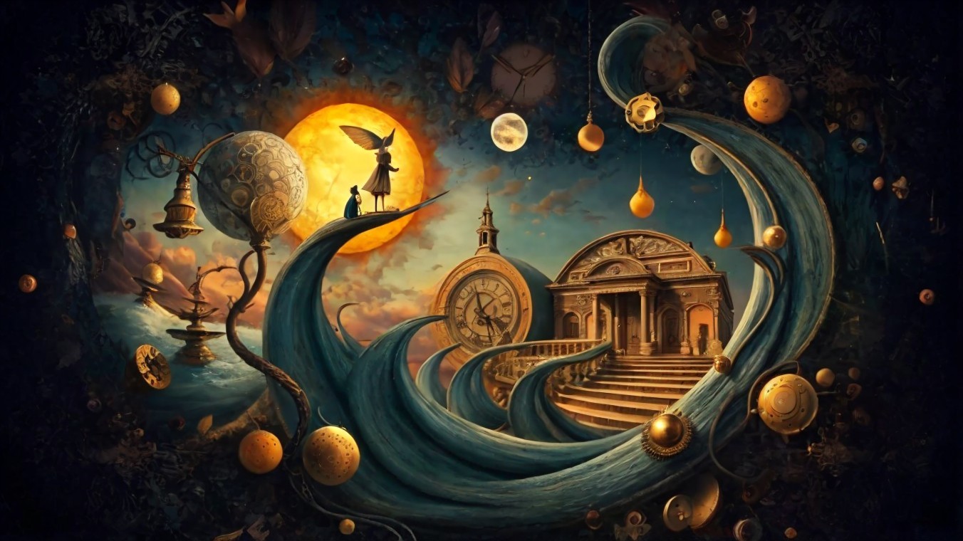 Surreal Fantasy Landscape with Classical Architecture