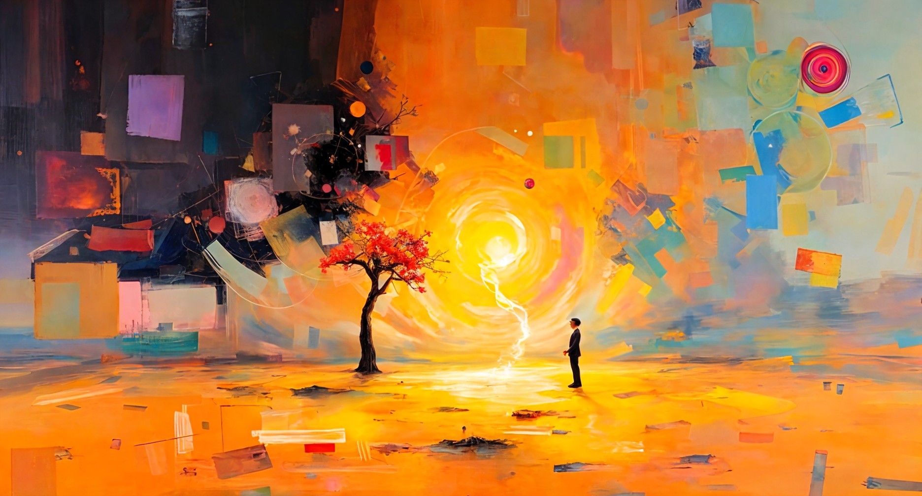 Abstract Digital Painting with Vibrant Colors and Shapes