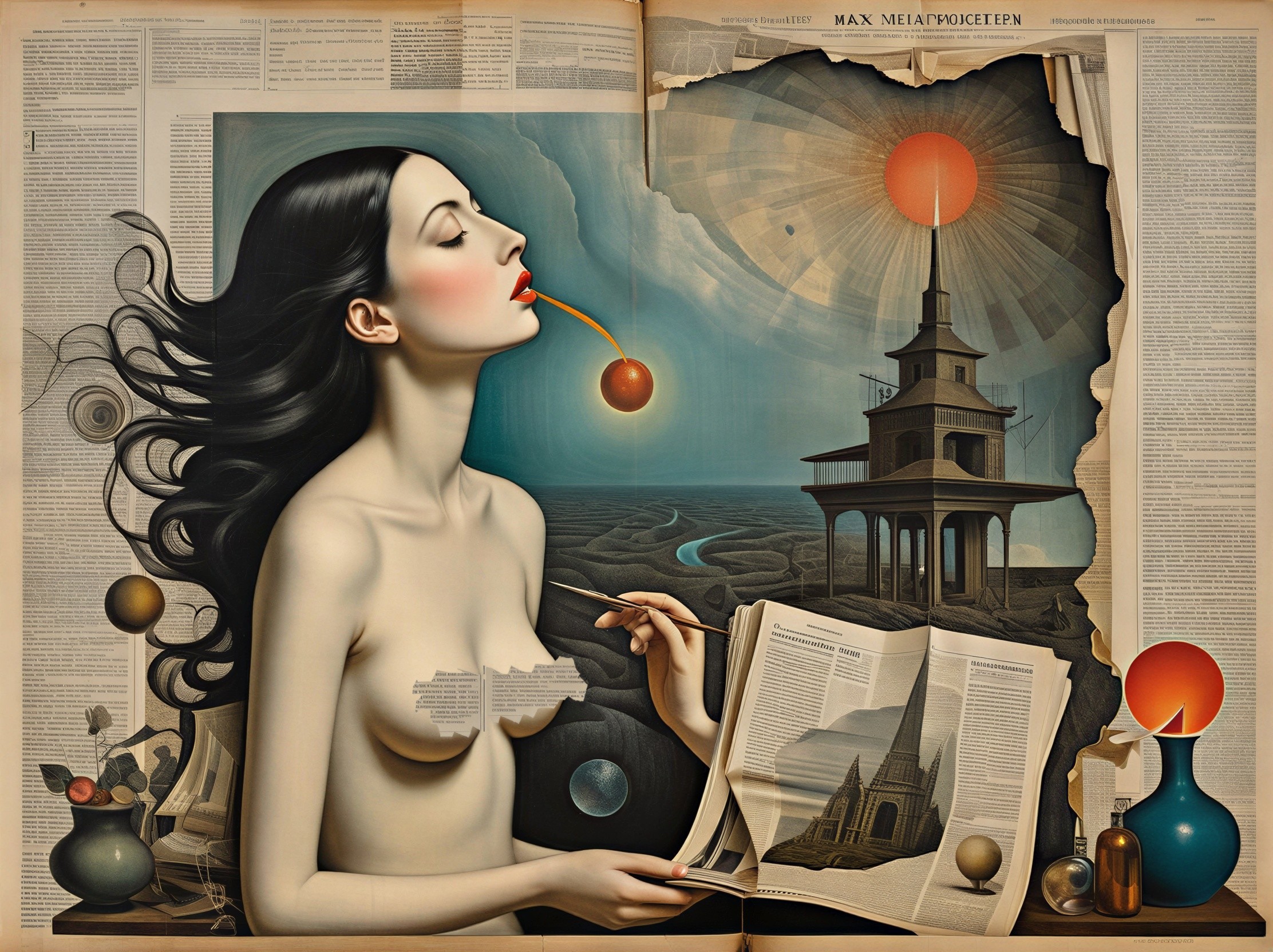 Surreal Artwork of Woman Releasing Glowing Orb