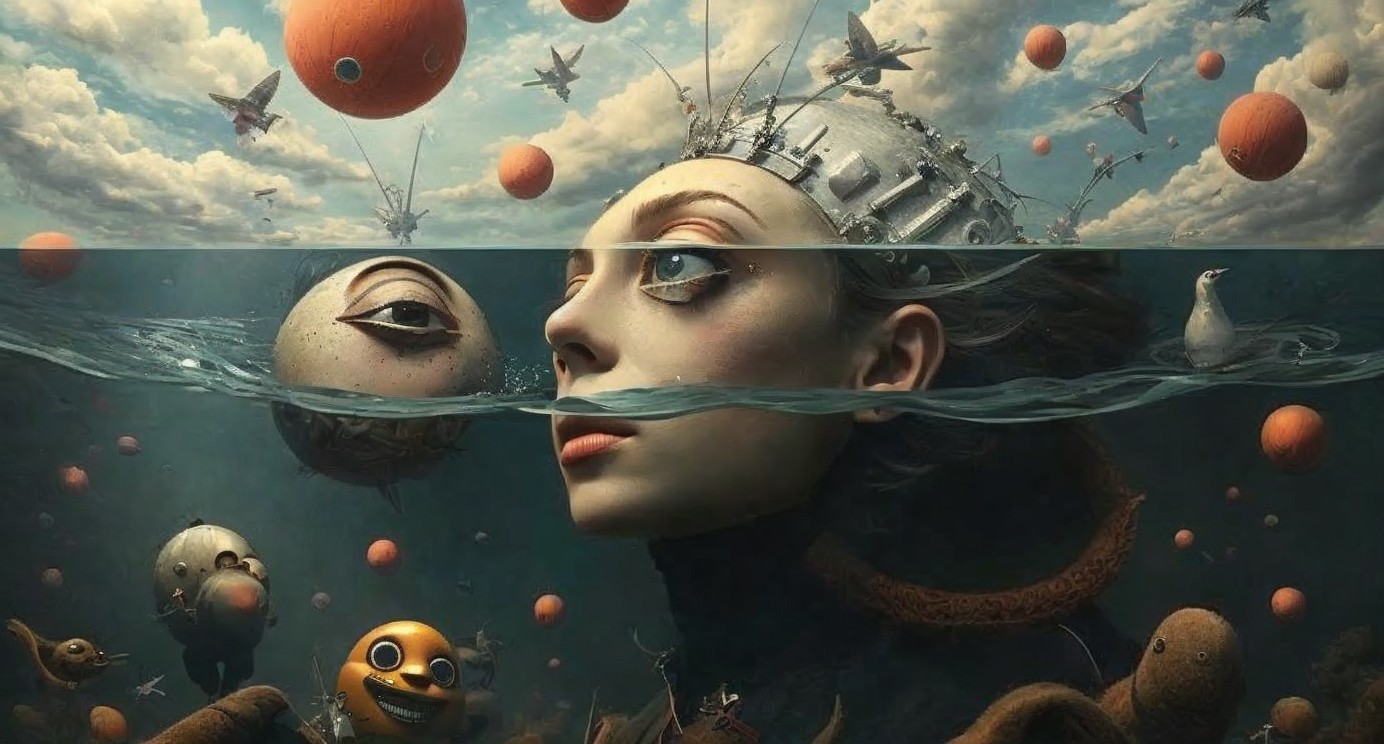 Surreal Underwater Scene with Captivating Elements