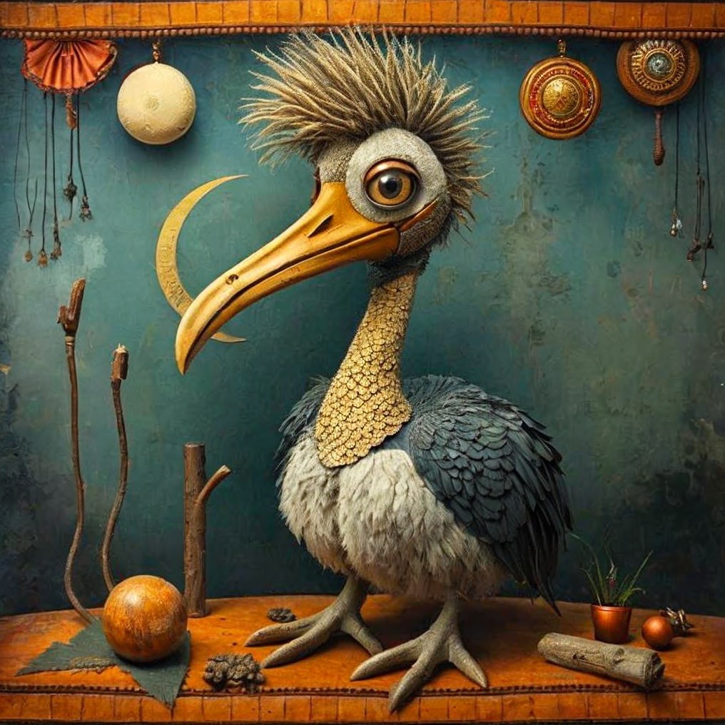 Life-Sized Whimsical Bird Figure in Artistic Setting