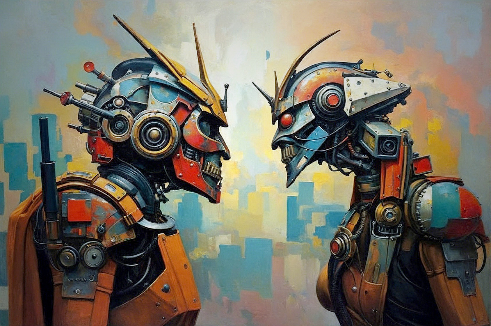 Intricately Designed Robots in Tense Standoff