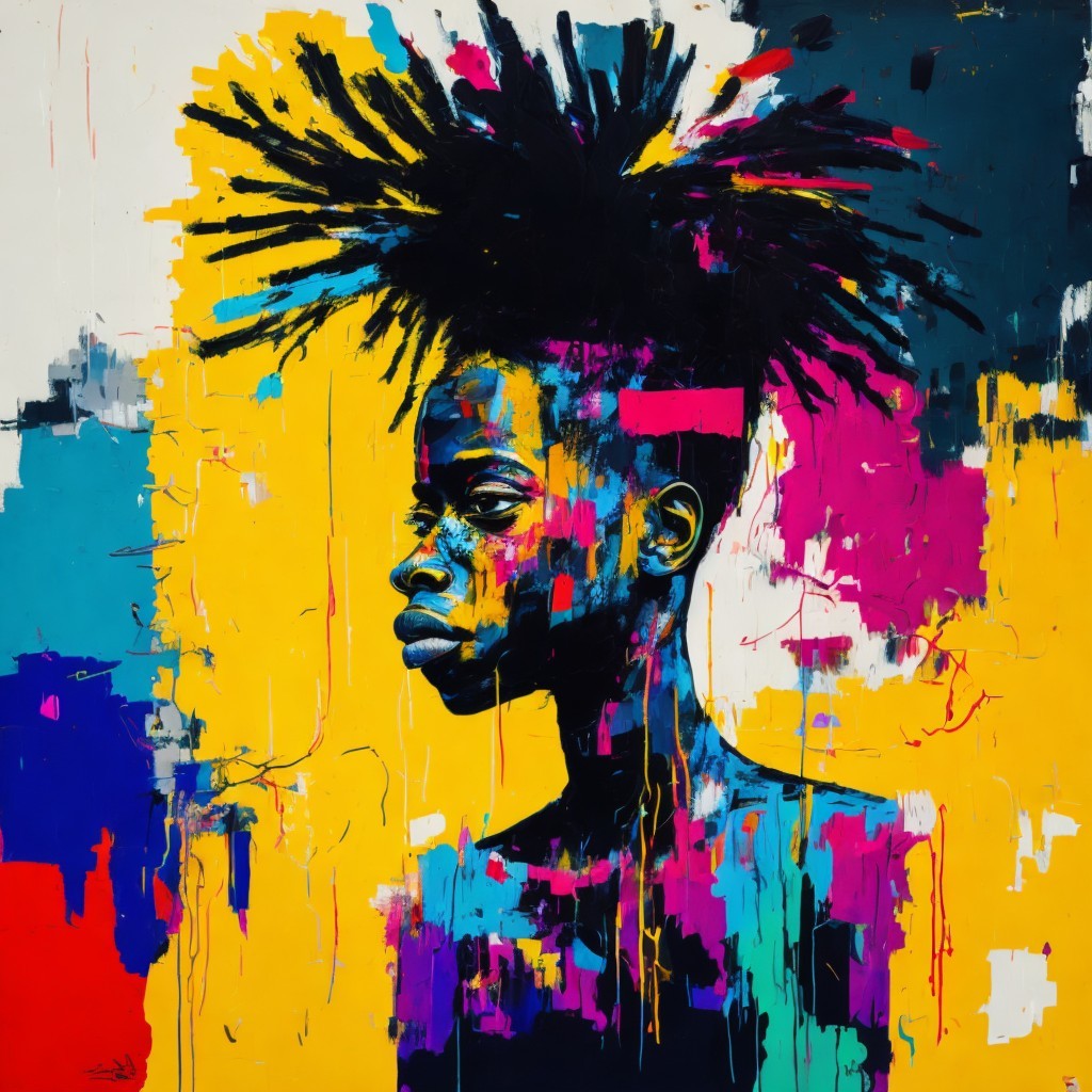 Portrait of a Person with Textured Hairstyle and Colors