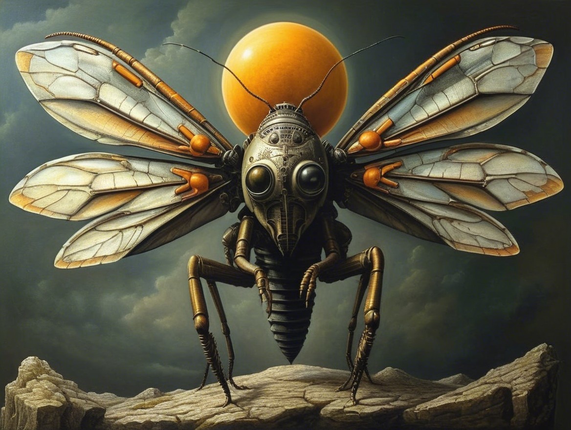 Surreal Mechanical Bee with Steampunk Elements