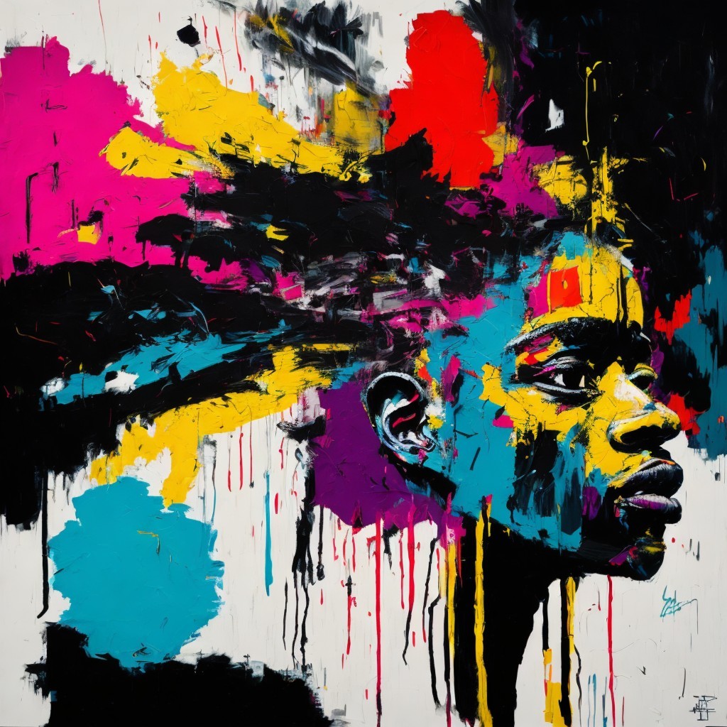 Vibrant Abstract Portrait with Bold Color and Emotion